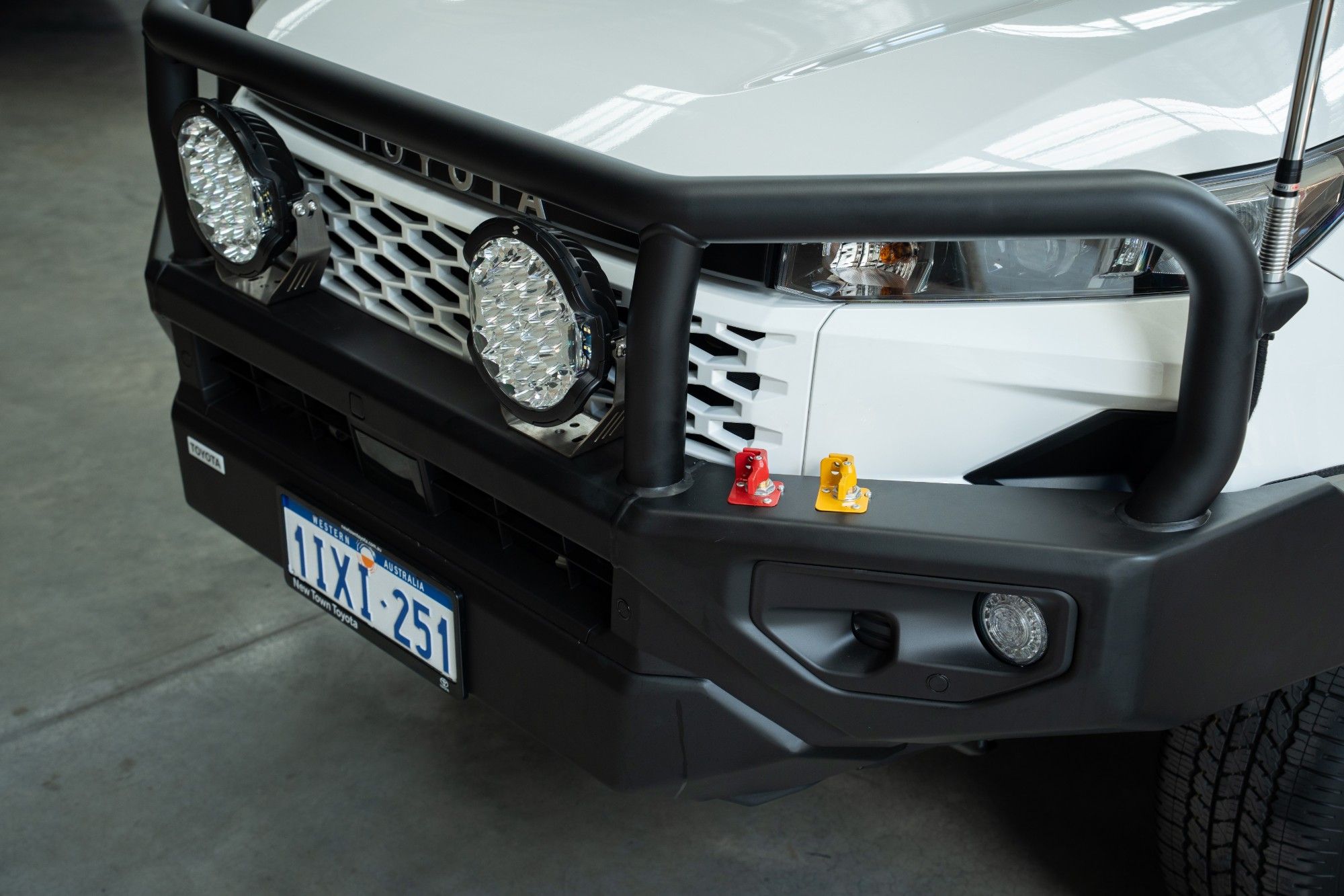 Hilux with bullbar and LED driving lights